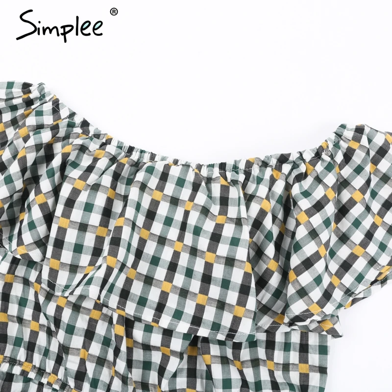Simplee комбинезон в клетку с открытыми плечами и рюшами женский открытой спиной