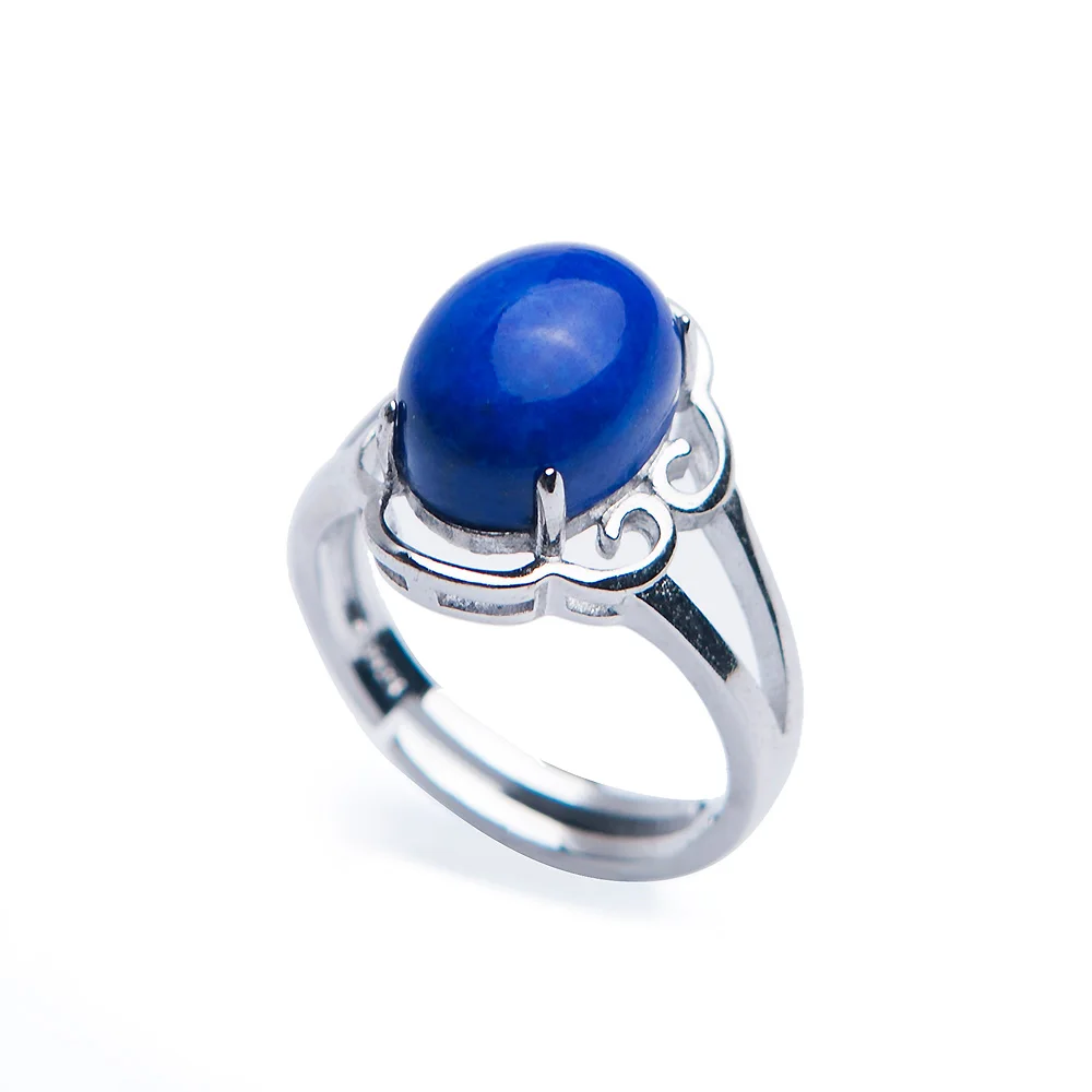 Кольцо из серебра 925 пробы с лазуритом Размеры 11x9 мм