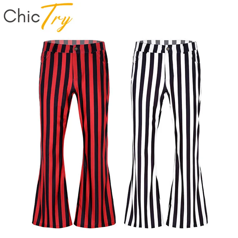 Мужские Винтажные полосатые Стрейчевые брюки ChicTry в стиле ретро 70 х годов со