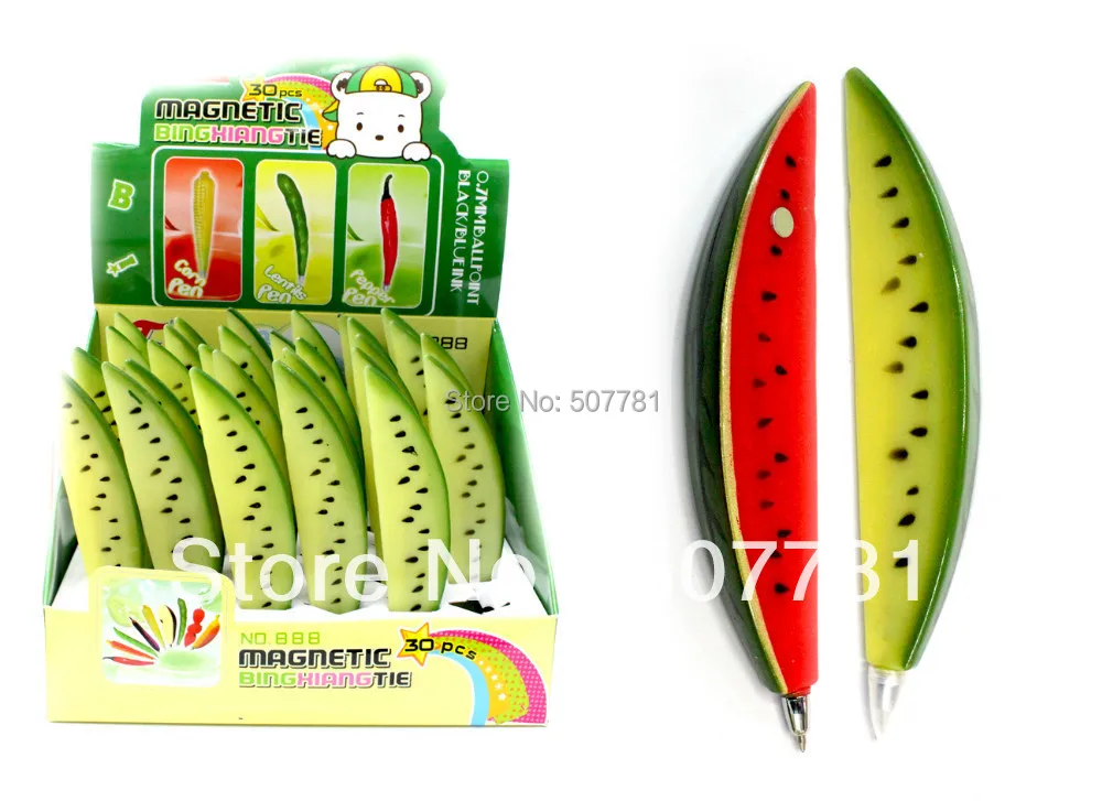 

[Free shipping] NEW !Magnetism !Fruits and vegetables pens Personality pen -watermelon pen,30pcs /lot could with customer' logo