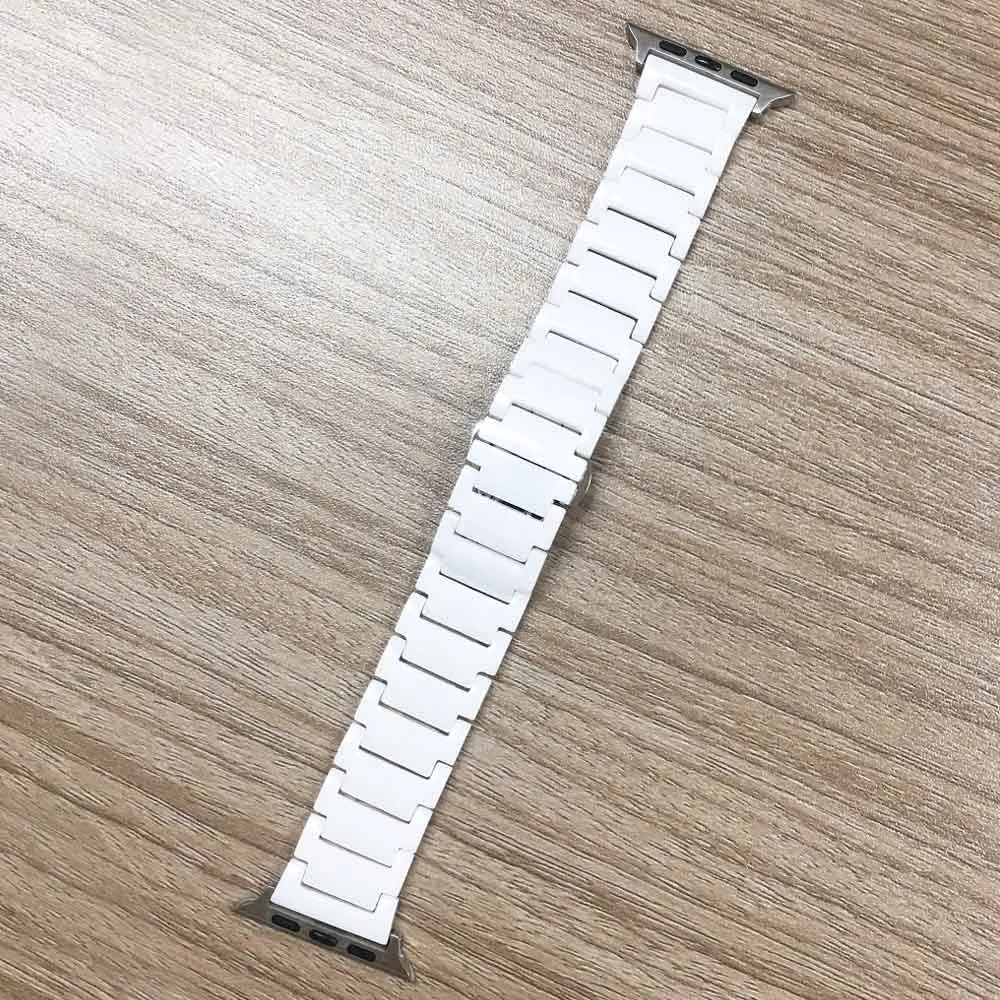 White Керамика браслет глянцевый ремешок для наручных часов Apple Watch, ремешок на запястье 40/44/38 мм/42 мм черный/белый Series 5 4 3 2 1 часовой пояс - Цвет ремешка: White