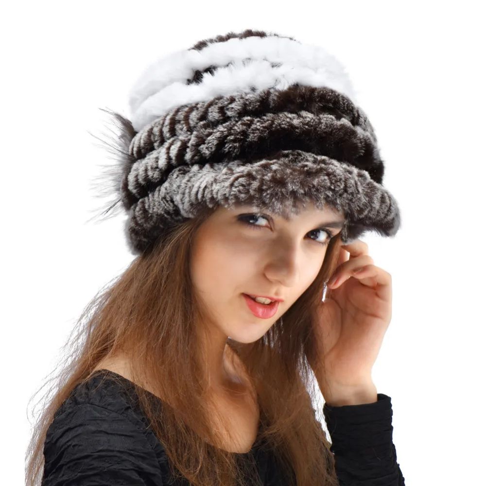 

2019 New Women Knit Rabbit Fur Hat Winter and Autumn Cap Casual Hat Fashion Lady Hat LH281