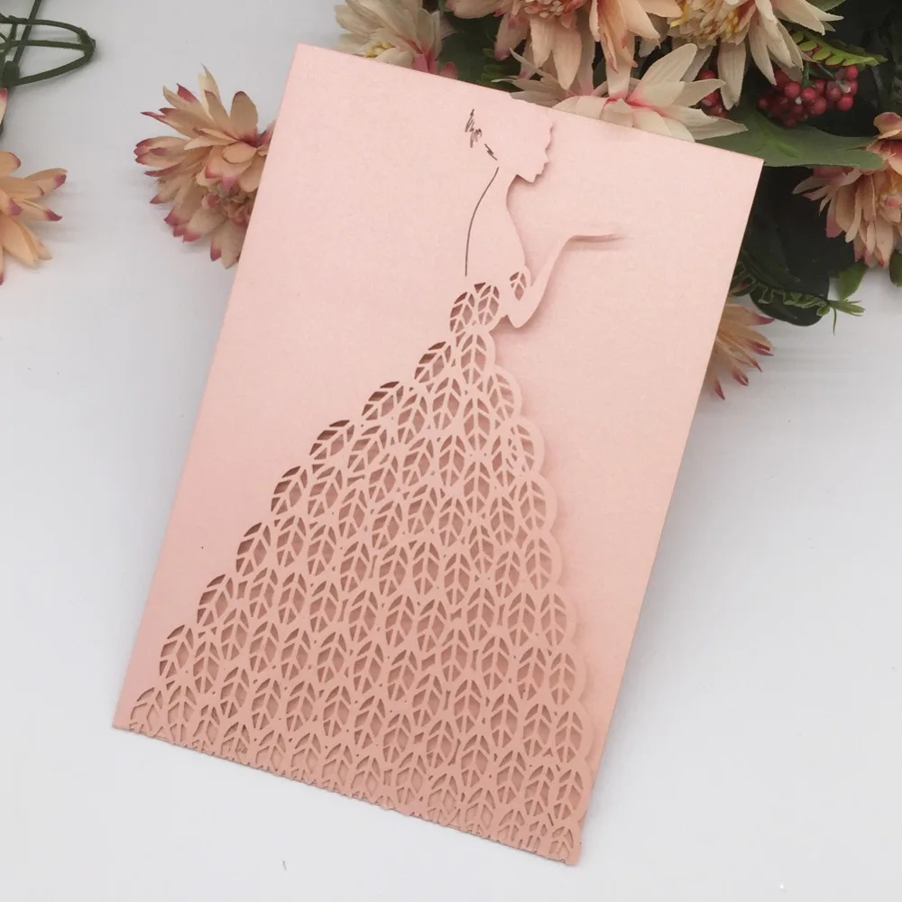 

30pcs/lot Wholesale and Retail Hollow Laser Cut Wedding Invitation Card Birthday Party Gift Cards Bridal Shower Decoration