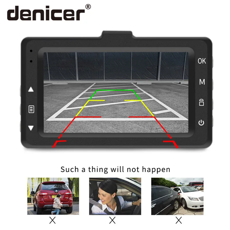 Denicer FHD 1080P Автомобильный видеорегистратор камера зеркало двойной объектив