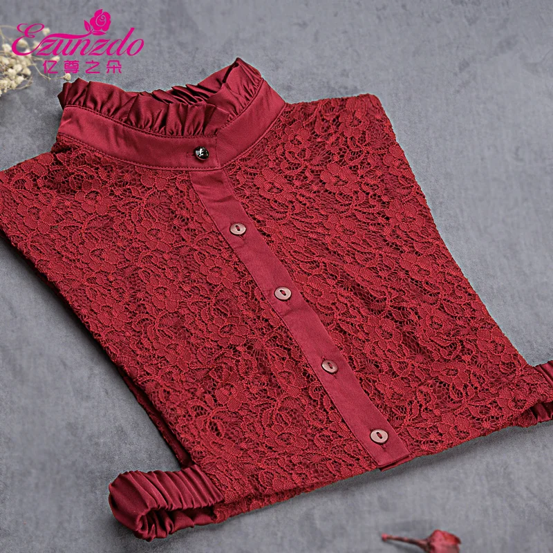 Fashion Lace stand-up collar Vintage Elegant Womens Bib False Collar Embroidered Floral Trim on Mesh Tulle Scalloped | Дом и сад