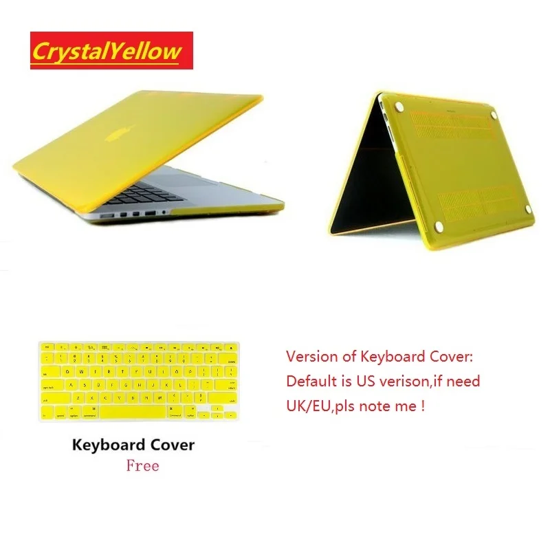 Crystal yellow Новинка, Кристальный чехол-клавиатура для ноутбука Apple Macbook Pro retina Touch Bar& ID Air 11 11,6 12 13 15 дюймов, Жесткий Чехол - Цвет: Crystal yellow