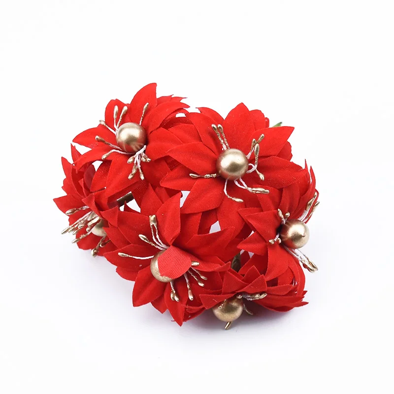 6pcs Decorative flowers wreaths christmas home decoration accessories scrapbook DIY Bridal wrist flower gifts artificial flowers