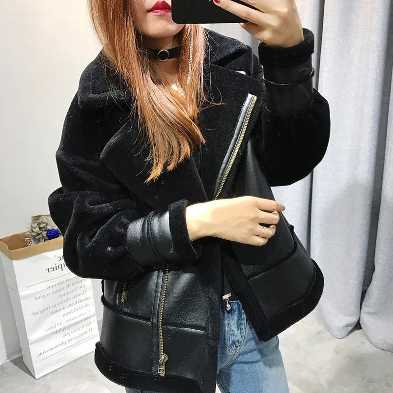 Женская мотоциклетная куртка KMETRAM короткая из искусственной кожи на осень и зиму