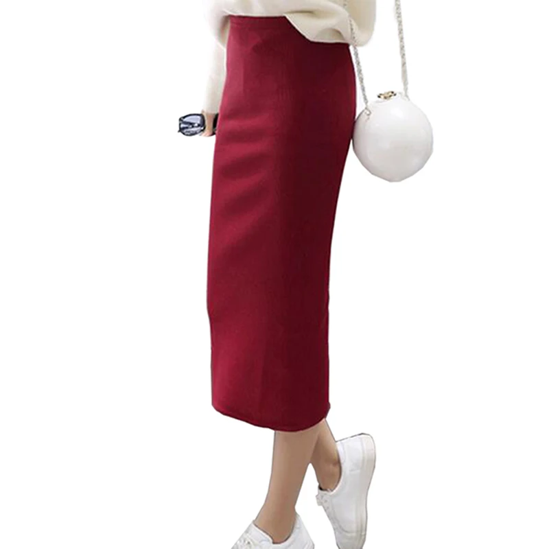 Женская облегающая юбка-карандаш с разрезом на осень-зиму | одежда