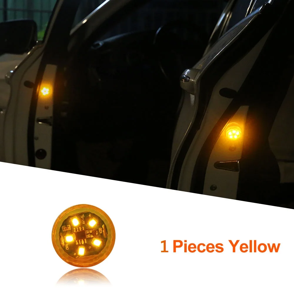 Yellow - 1 pieces Беспроводной Автомобильный держатель для открывания дверей Предупреждение светильник светодиодный стробоскоп проблесковый маячок анти задние стоп сигналы, Collinsion индикатор светильник s сигнальная лампа - Испускаемый цвет: Yellow - 1 pieces
