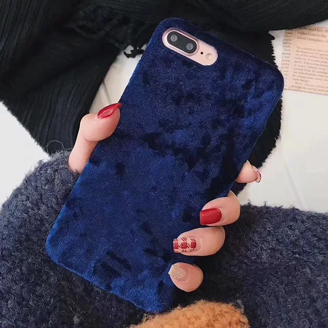 Style 3 LACK ретро сплошной цвет чехол для телефона для iphone X чехол для iphone 6 6S 7 8 плюс модная ткань кожа задняя крышка зимний теплый чехол s - Цвет: Style 3