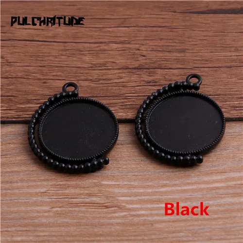 Black PULCHRITUDE, 4 шт., 25 мм, внутренний размер, 9 цветов, классический стиль, двухсторонний вращающийся кабошон, основа, Набор подвесок, амулеты T6440 - Цвет: Black