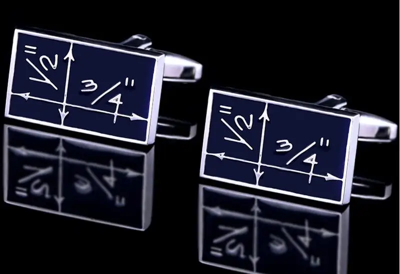 10 пар/лот синий эмаль математические запонки медь Бизнес Стиль Mathmetic шаблон Запонки мужские ювелирные аксессуары подарок оптом