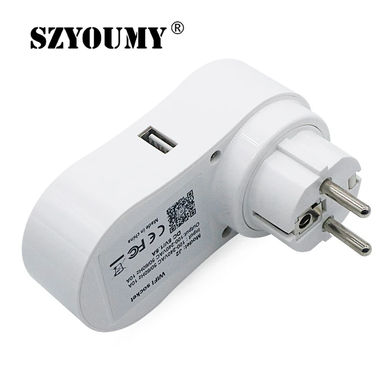 

SZYOUMY WIFI Smart Socket EU Plug 220V 16A Remote Control Smart Timing Switch Work For Amazon Alexa/Google Assistant