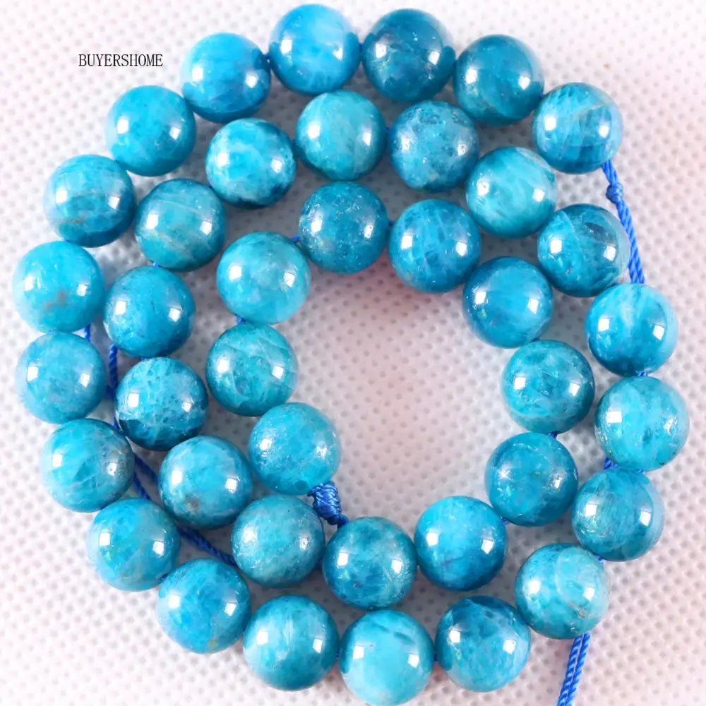 

DIY Jewelry Making For Bracelet Necklace Natural Stones Natural 6MM 8MM 10MM Blue Apatite Round Loose Beads Strand 15"