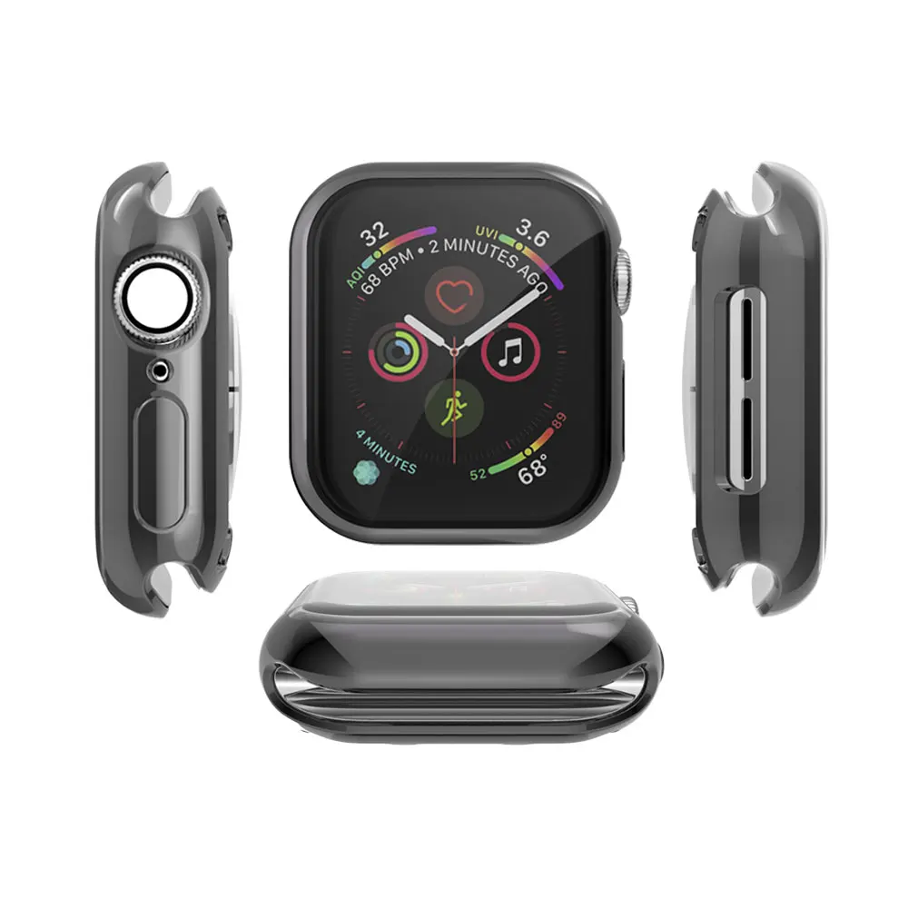 Для мужчин/Для женщин чехол для часов Apple Watch Series 5 4 3 2 Защитная крышка для наручных часов iWatch, 40/44/38 мм/42 мм Бампер Мягкий по шкале Мооса рамка края