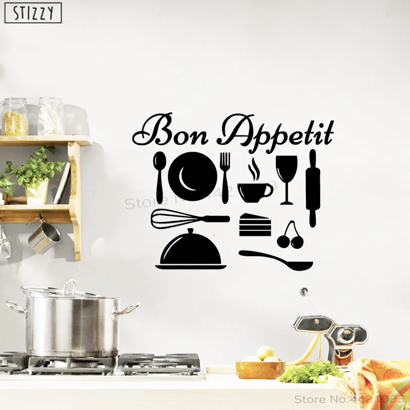 Настенная Наклейка stizzy Bon Appetit виниловые настенные наклейки кухонные горшки