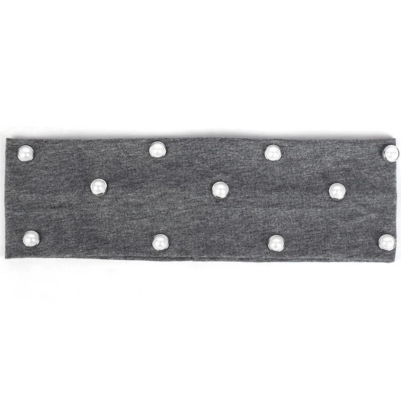 Dark gray Silver Geebro модная женская обувь для девочек жемчуг повязка на голову из хлопка простая плоская эластичная повязка для волос для женщин тюрбан резинка для волос аксессуары DD759 - Цвет: Dark gray Silver