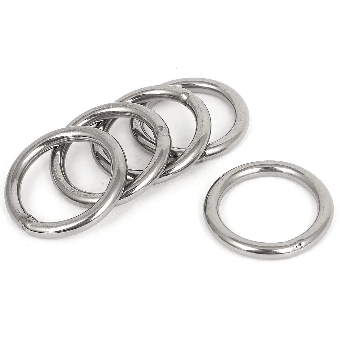 

Hot 40mm x 5mm Stainless Steel Webbing Strapping Welded O Rings 5 Pcs