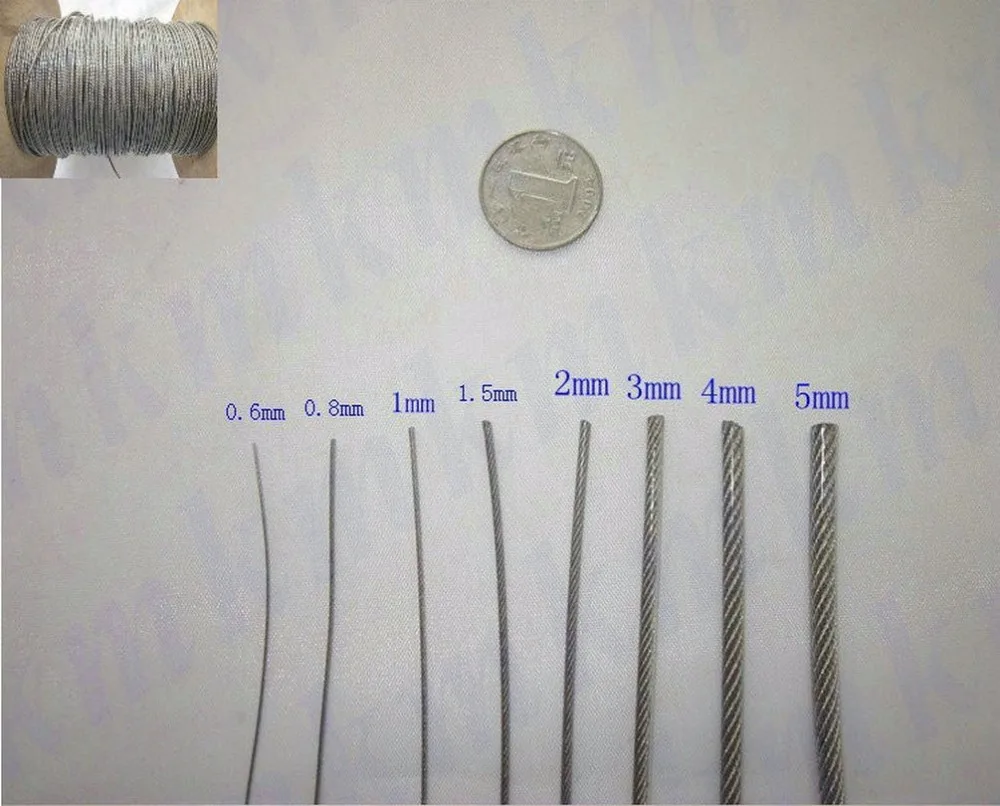 

20M/Lot Overall Diameter 5.0MM Stainless Steel Wire Rope With PVC Plastic Coating (4.0MM Wire Rope With 0.5MM Coating)