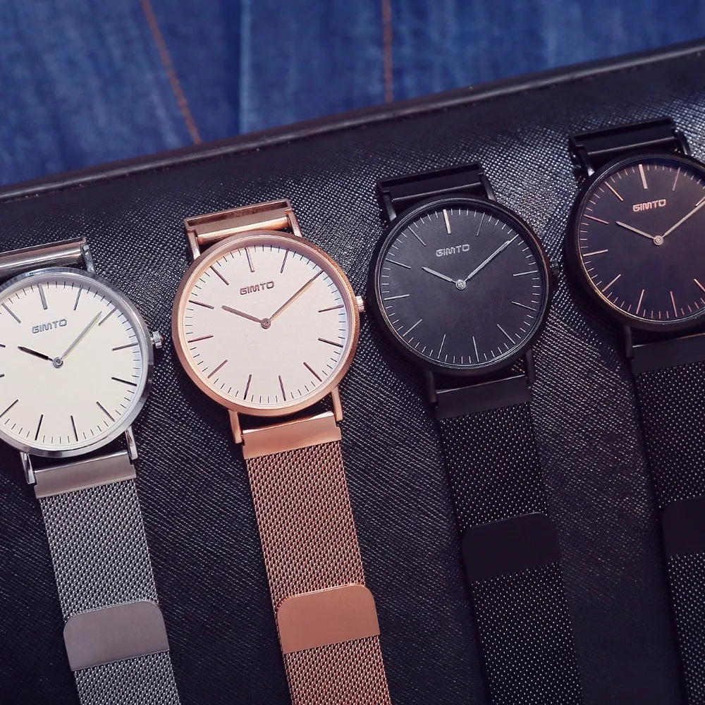 GIMTO Золотые женские часы роскошные Брендовые браслеты для влюбленных кварцевые