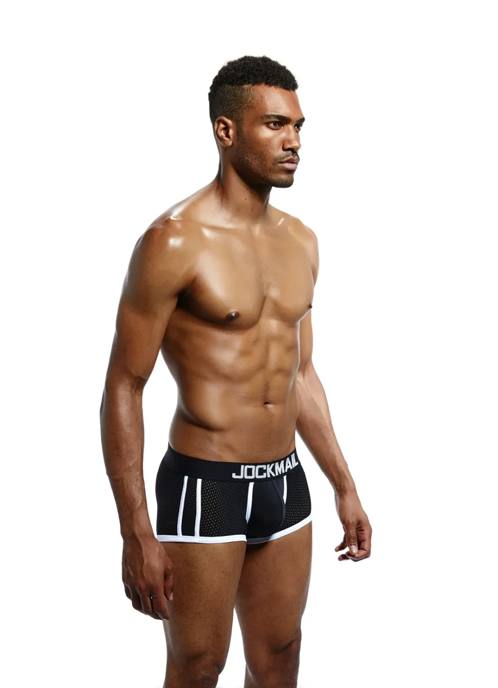 JOCKMAIL Брендовое нижнее белье, боксеры для мужчин, дышащие сетчатые мужские боксеры, мужские трусы, сексуальные трусы с мешочком для пениса, мужские трусы