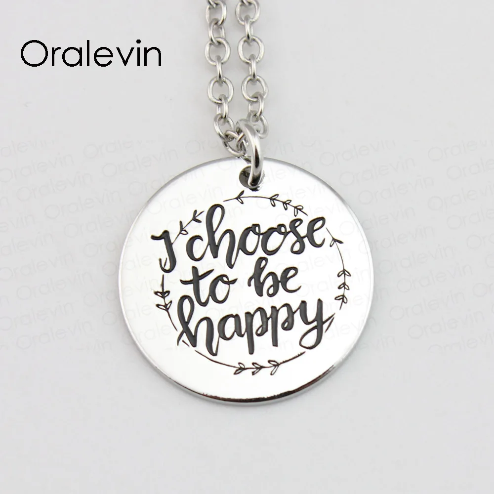 

I CHOOSE TO BE HAPPY Pendant Charms Necklace Gift Jewelry 10Pcs/Lot #LN534