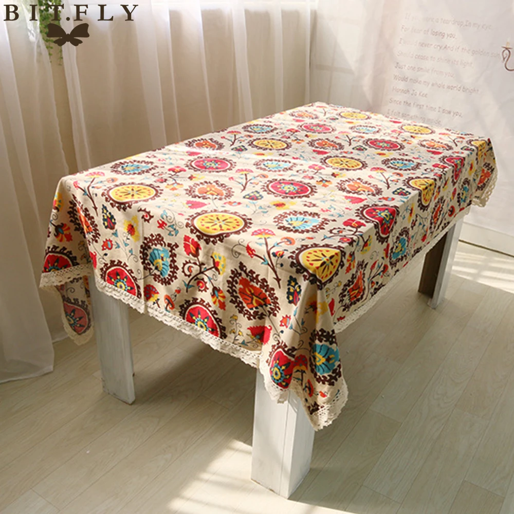 BITFLY квадратная скатерть с солнечным цветком из хлопка и льна прямоугольная