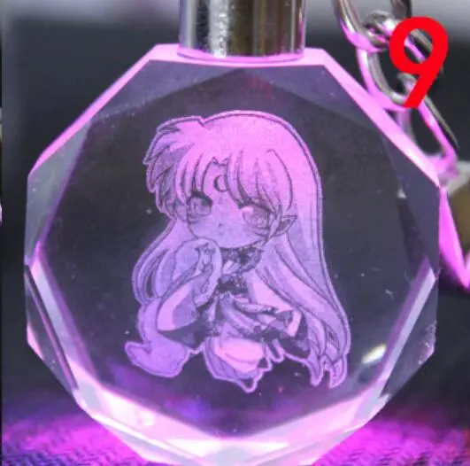 Настоящая горячая Распродажа унисекс трендовые помпоны Inuyasha модные брелки с героями мультфильмов аниме блестящие светодиодные брелки для косплея автомобильные брелки - Цвет: 009