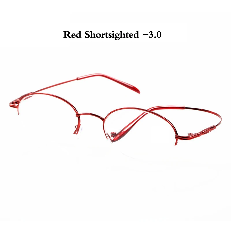 red myopia 3.0 Zilead дамские металлические полуоправы готовые очки для близорукости ультралегкие маленькие оправы очки для близоруких женщин - Цвет оправы: red myopia 3.0