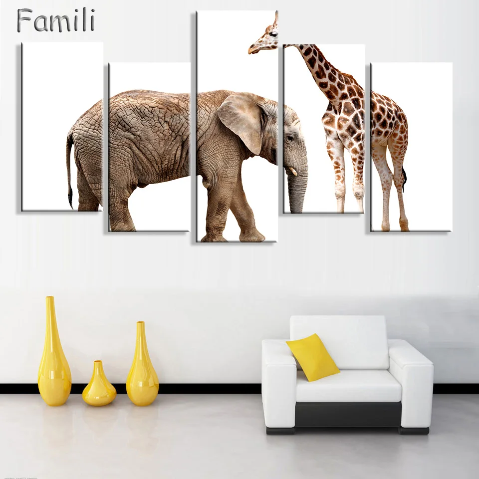 Печатные африканские жирафы холст живопись 5 панелей стандартная картина для