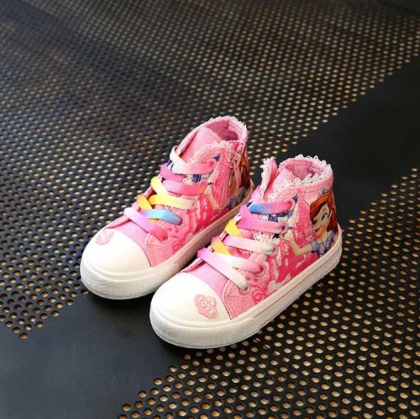 Детская обувь для девочек мультяшная красивые теннисные кроссовки с принтом и