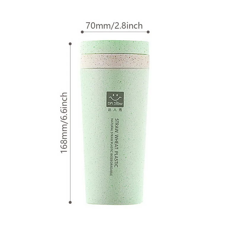 300ml green 300/450 мл Путешествия Кофе Чай портативные бутылки для воды Пшеничная солома Однослойная бутылка протеиновый порошок бутылка воды окружающей среды - Цвет: 300ml green