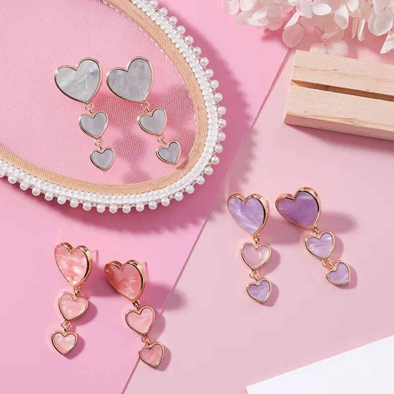 Современные женские серьги 2018 акриловые мраморные полоски сердце корейские