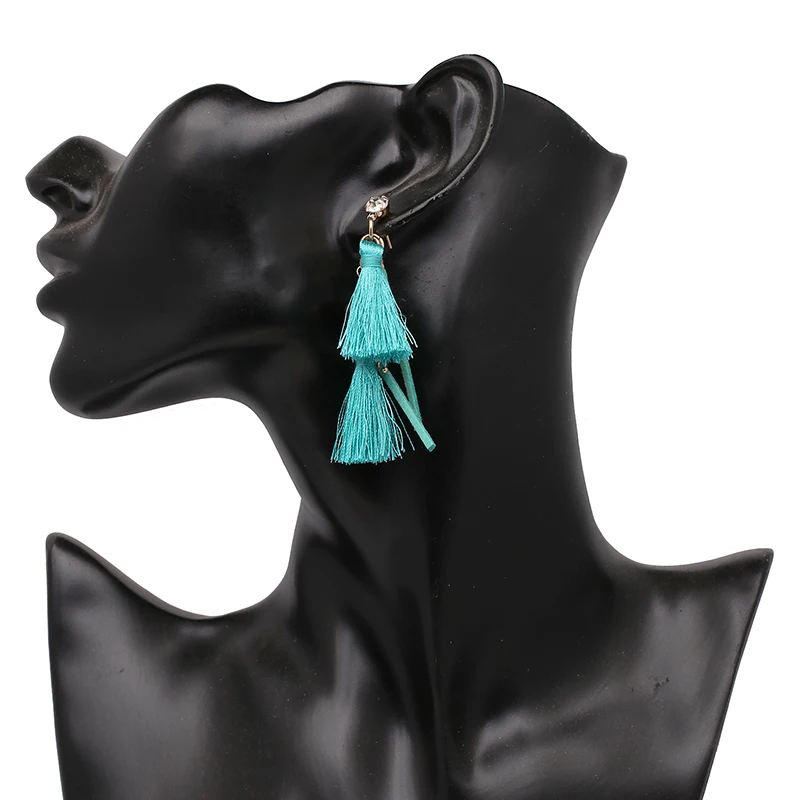 Винтаж длинной бахромой висит Висячие серьги-капли серьги ювелирные изделия