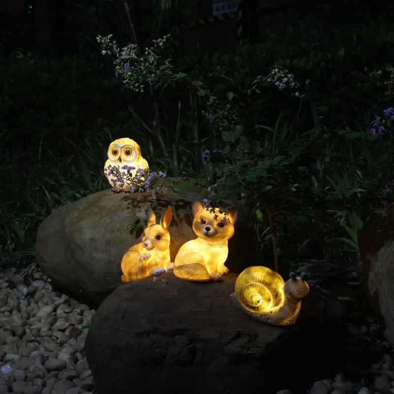 

LED Solar Animals Night Light Waterproof Rabbit Snail Dog Owl Shape Solar Power Lamp Landscape Ornament Cartoon Night Light