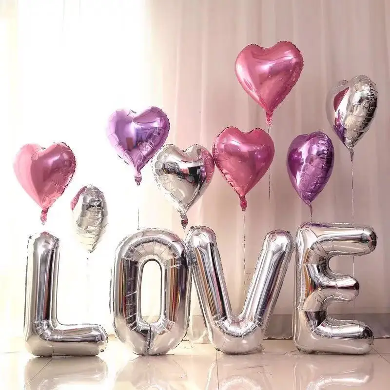 1pc Giant Gold Silver Love Balloons Marriage Wedding Party Cursive Engagement Decorations Bride Shower Birthday Gifts Supplies | Дом и сад