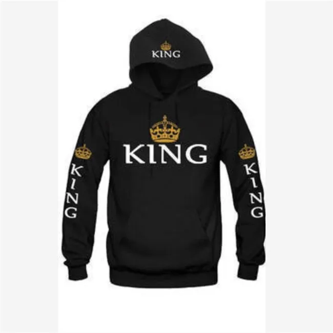 King Black Bigsweety/Новинка; модная толстовка с принтом «король», «Королева»; толстовки для влюбленных пар; толстовка с капюшоном; повседневные пуловеры; спортивные костюмы - Цвет: King Black