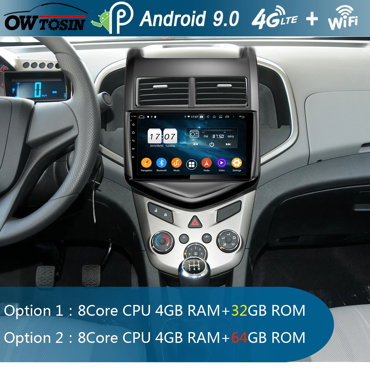 " ips 8 ядерный 4 Гб+ 64 ГБ Android 9,0 автомобильный dvd-плеер для Chevrolet Aveo Sonic 2011 2012 2013 gps Радио Стерео CarPlay Parrot BT