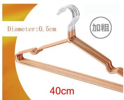 10 шт./лот 30 см/40 cmstainless Сталь Пластиковые Крючки Противоскользящие вешалки для одежды для взрослых и детская вешалка - Цвет: Gold  thick