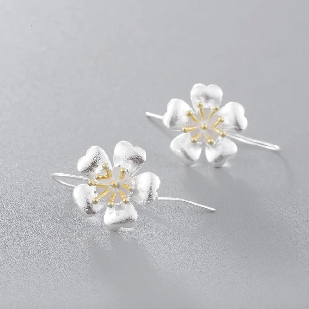 Cxwind модные Пять цветов Сердце серьги цветы длинные иглы ювелирные изделия для