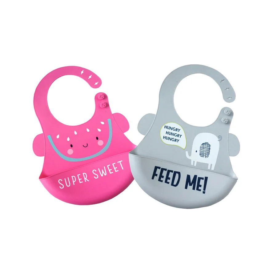 Cartoon Prints Kids Silicone Bib Baby Bibs Children Adjustable Waterproof Boy Girl Feeding Tools Stuff for Newborn | Детская одежда и