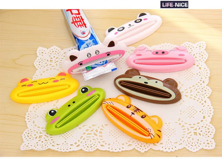 Cartoon Bathroom Dispenser Toothpaste 1pc/lot Lovely Animal Tube Squeezer Easy Squeeze Paste Dispenser Roll Holder 8.8*4cm