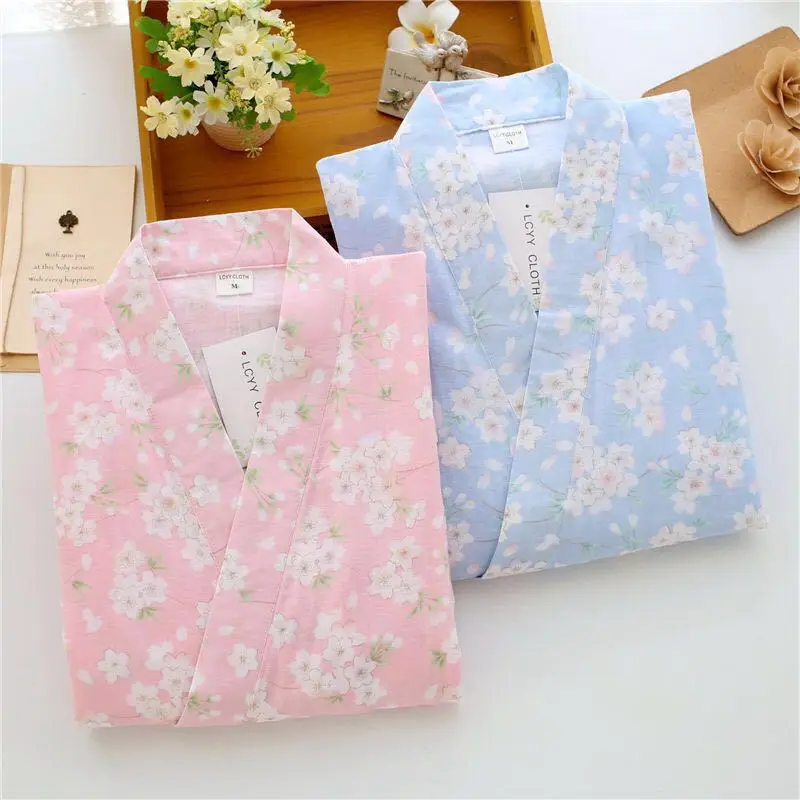Women Kimono Robe Spring Summer Thin Cotton Sleepwear Bathrobe Sexy Femme Nightwear Bath Home Clothing Gown | Женская одежда