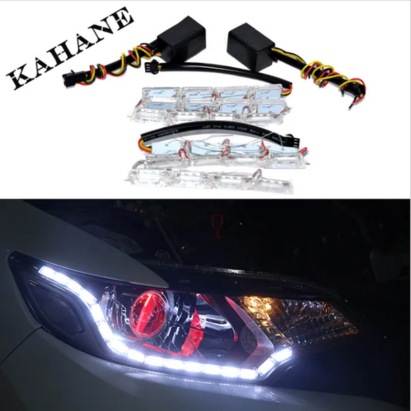 Светодиодный фонарь для ДХО 2 шт. белый желтый прозрачный 12 групп гибкий