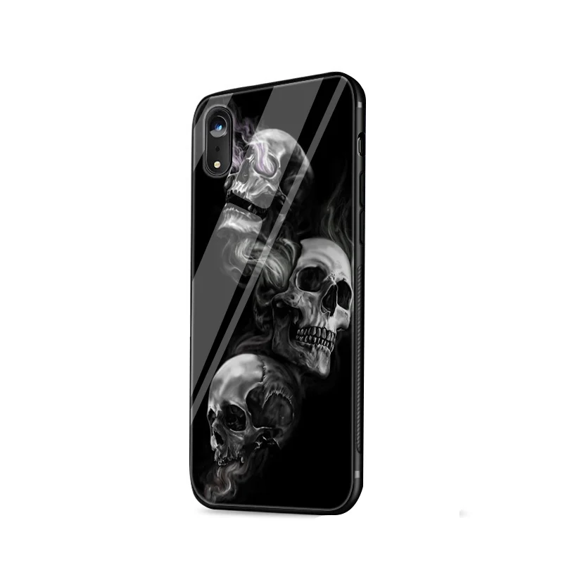 Desxz Grim Reaper Череп Скелет Роскошный чехол стекло для iPhone 5 5S SE 6 6s 7 8 Plus X XS Max XR Защитная крышка
