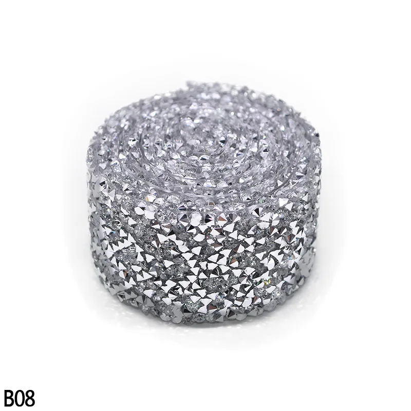 B08-3cm 1 ярд 1/1. 5/2/3 см Ширина с украшением в виде кристаллов швейная отделка кружевом исправление горный хрусталь аппликатор ленты горный хрусталь аппликации для платья DIY коробка - Цвет: B08-3cm
