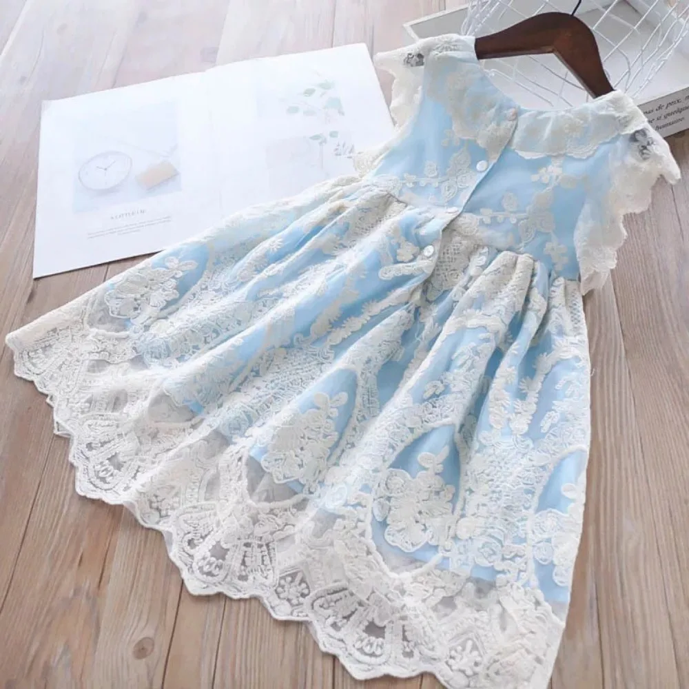2019 Girl Embroidery Flower Dress Princess Lace tutu Party Kids Clothing Baby Palace Sleeveless | Детская одежда и обувь