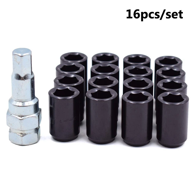 Black 16pcs 32 мм M12x1.5/1,25 гоночное автомобильное колесо гайки колесные диски гайки автомобильные аксессуары - Название цвета: Black 16pcs
