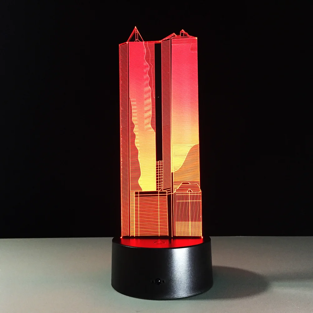 High Building 7 Colors Lamp 3D LED Visual Led Night Lights For Kids Touch Usb Table Lampara Lampe Baby Sleeping Nightlight | Лампы и